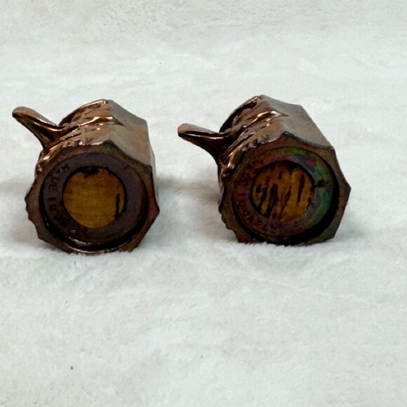 Vintage Totem Salt & Pepper 1.8" Shakers  Copper/Bronze Made in Japan - Picture 8 of 10